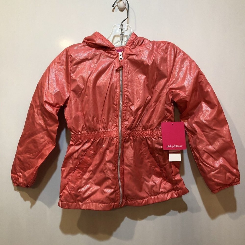 New Pink Platinum Coat Girls Size 4 Salmon Colored Hooded Jacket Fleece Lined